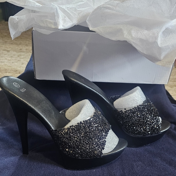 Women's Rhinestone Super High Heels 5 1/2" - Picture 4 of 6